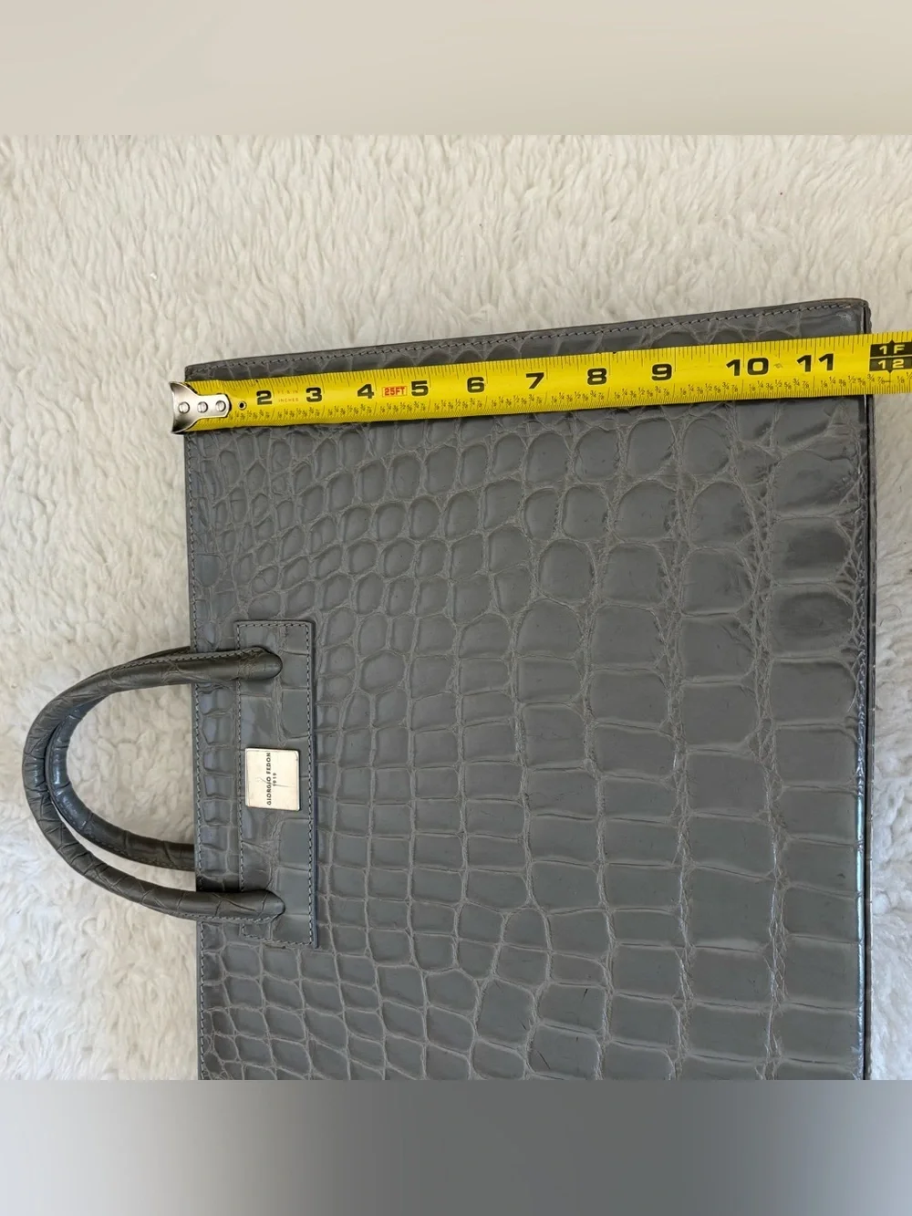 Giorgio Fedon 1919 Gray Croc-Embossed Business Large Satchel/Tote Bag